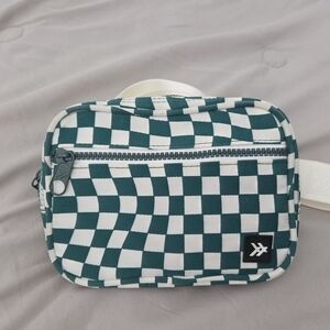 Green and White Checkered Crossbody Bag